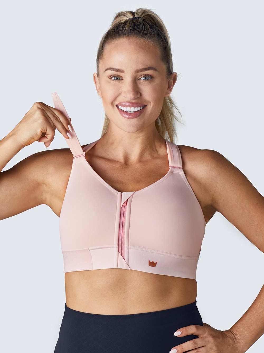 SHEFIT Flex Sports Bra 5 Luxe blush pink medium impact workout gym athletic